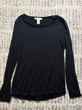White House black market black long sleeve soft basic top shirt size S